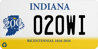 IN license plate 020WI