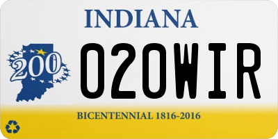 IN license plate 020WIR