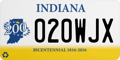 IN license plate 020WJX