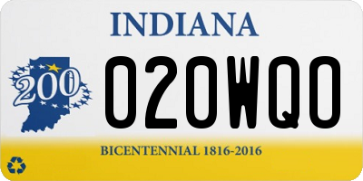 IN license plate 020WQO