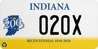 IN license plate 020X