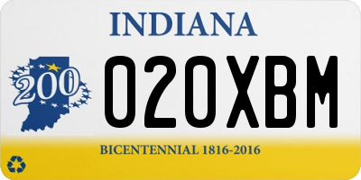 IN license plate 020XBM