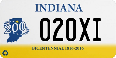 IN license plate 020XI