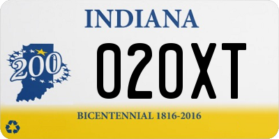 IN license plate 020XT