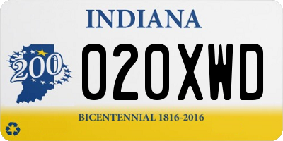 IN license plate 020XWD