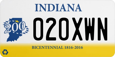 IN license plate 020XWN