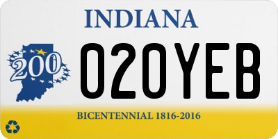 IN license plate 020YEB