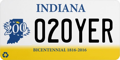 IN license plate 020YER