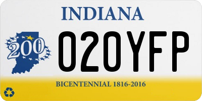 IN license plate 020YFP