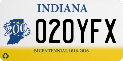 IN license plate 020YFX
