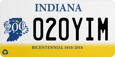 IN license plate 020YIM