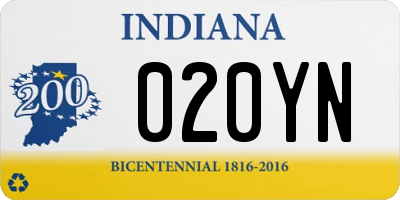 IN license plate 020YN