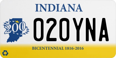 IN license plate 020YNA