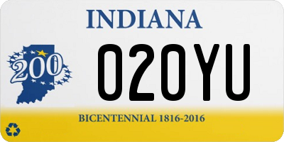 IN license plate 020YU