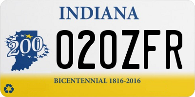 IN license plate 020ZFR