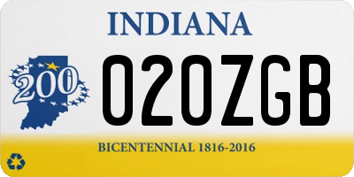 IN license plate 020ZGB