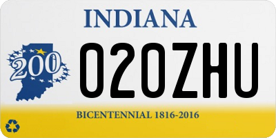 IN license plate 020ZHU