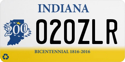 IN license plate 020ZLR