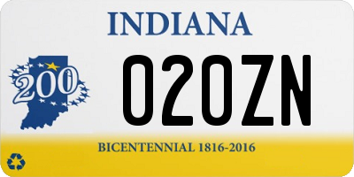 IN license plate 020ZN