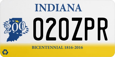 IN license plate 020ZPR