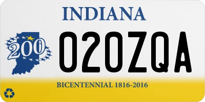 IN license plate 020ZQA