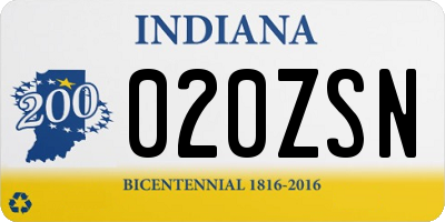 IN license plate 020ZSN