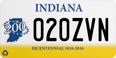 IN license plate 020ZVN