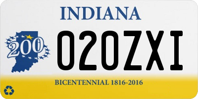IN license plate 020ZXI