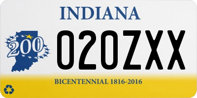 IN license plate 020ZXX