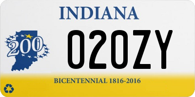 IN license plate 020ZY