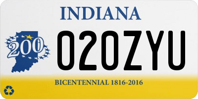 IN license plate 020ZYU