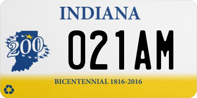 IN license plate 021AM