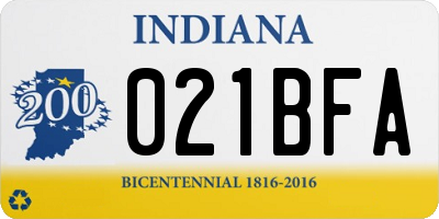 IN license plate 021BFA