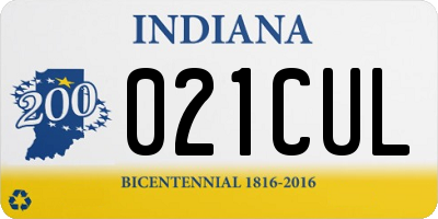 IN license plate 021CUL