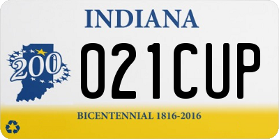 IN license plate 021CUP