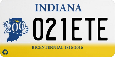 IN license plate 021ETE