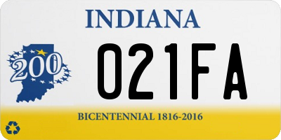 IN license plate 021FA