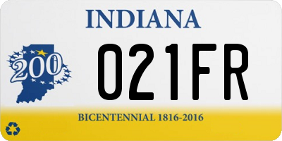 IN license plate 021FR