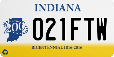 IN license plate 021FTW