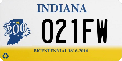 IN license plate 021FW