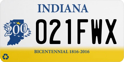 IN license plate 021FWX