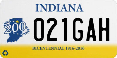 IN license plate 021GAH