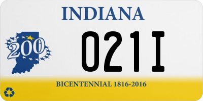 IN license plate 021I