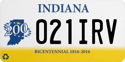 IN license plate 021IRV