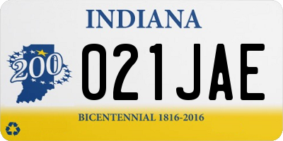 IN license plate 021JAE