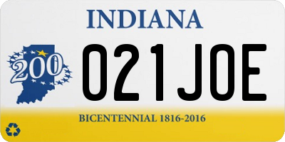 IN license plate 021JOE