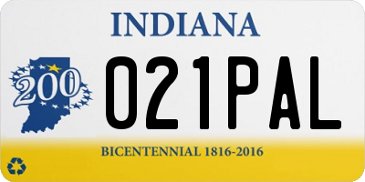 IN license plate 021PAL