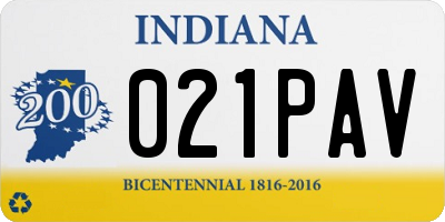 IN license plate 021PAV