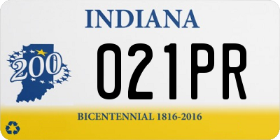 IN license plate 021PR