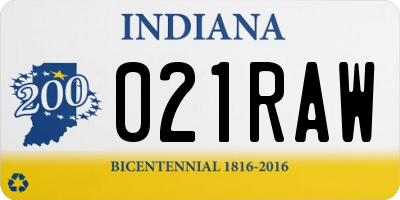 IN license plate 021RAW